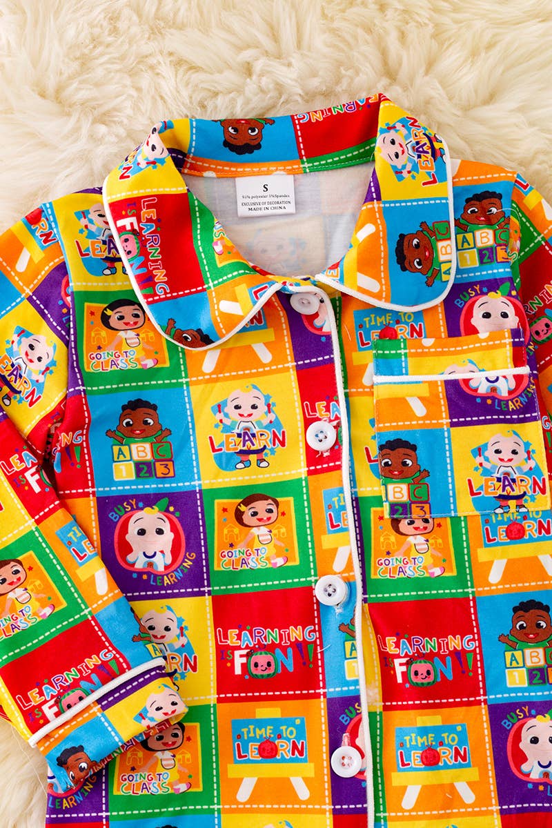 Kids Charm Online - Vente Haut et bas de pyjama – enfant - ENSEMBLE PYJAMA MULTICOLORE ET IMPRIMÉ. PJG40148 SOL1