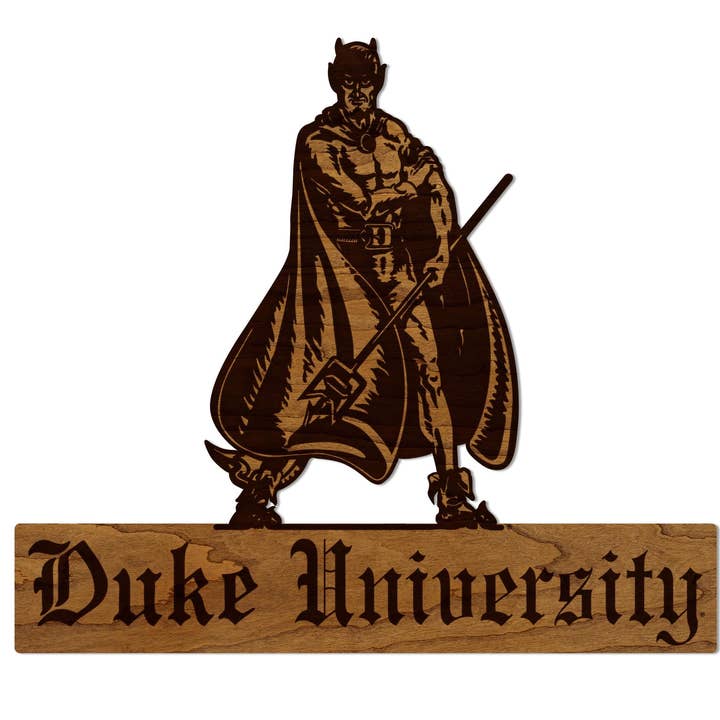 Duke University Gothic Duke Devil Wall Hanging - Crafted from Cherry and Maple Wood - Duke Blue Devils for wholesale by LazerEdge