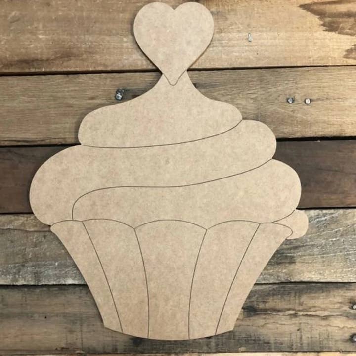 Paint and Sip: Bastelset aus Holz, Cupcake und Herz für den Großhandel von Honey And Sugar Designs