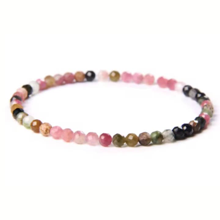 Elastisches Armband aus facettiertem, mehrfarbigem Turmalinstein 4mm für den Großhandel von Tendances perles