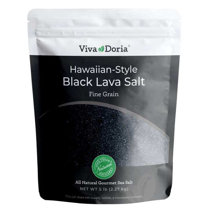 VIVA DORIA INC. - Wholesale Salt - Hawaiian Black Lava Sea Salt, Fine Grain, 5 lb