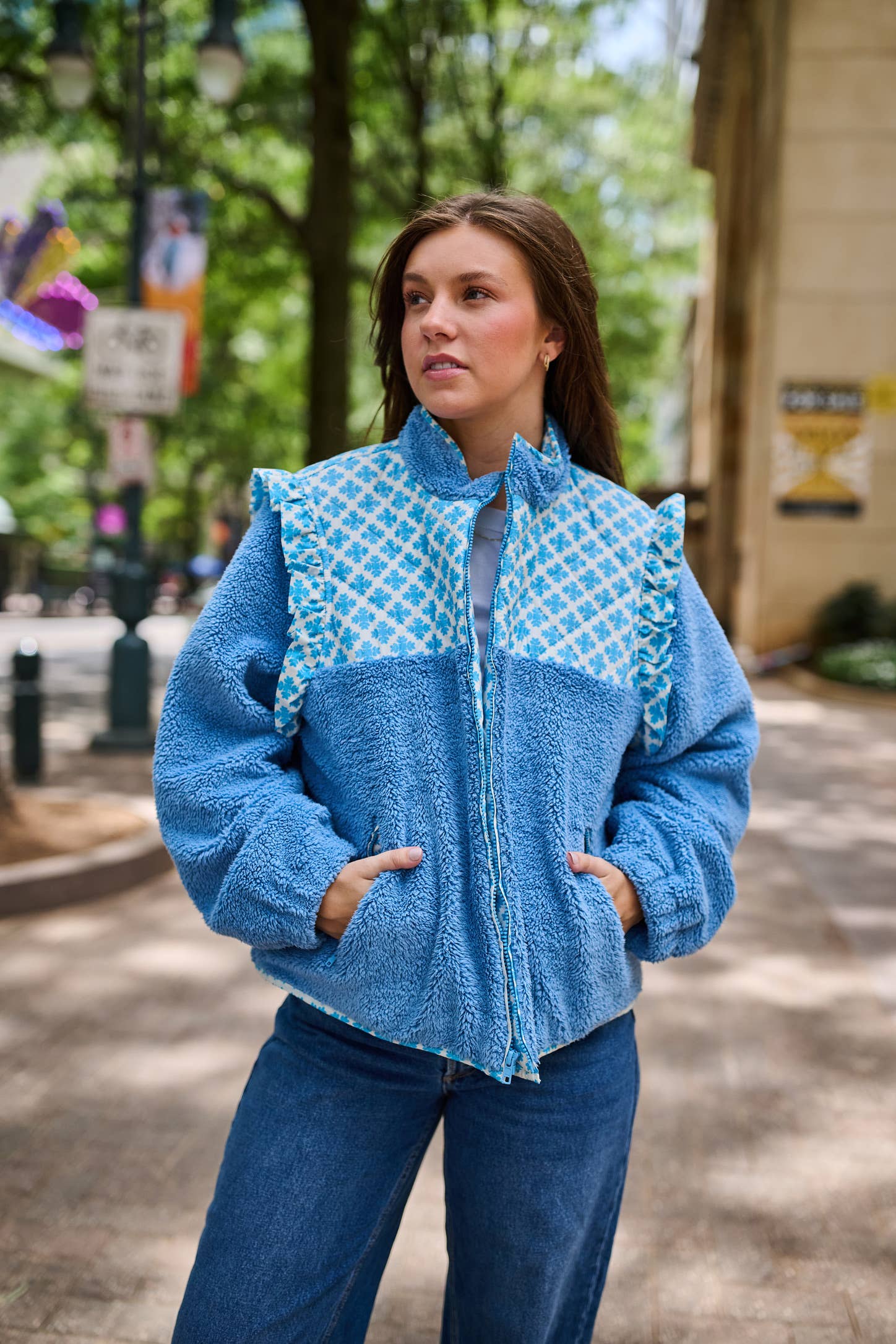 Brooks Avenue - Wholesale Jacket - Women's - Isabella Sherpa Jacket - Blue Clover12