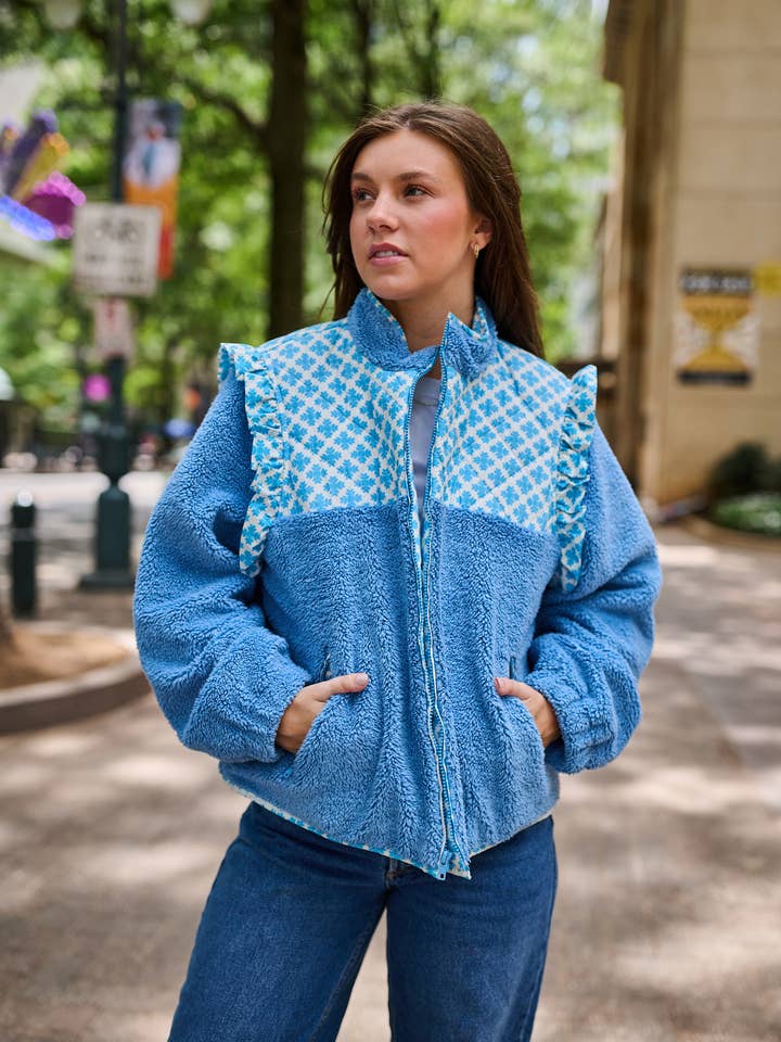 Brooks Avenue - Wholesale Jacket - Women's - Isabella Sherpa Jacket - Blue Clover12