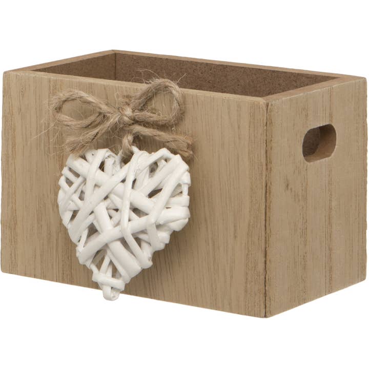 Wooden Trinket Box with Woven Heart Pendant for wholesale by Viceni