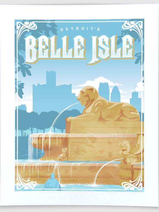 Belle Isle - Detroit, Michigan Travel Art Print for wholesale by The Mighty Mitten