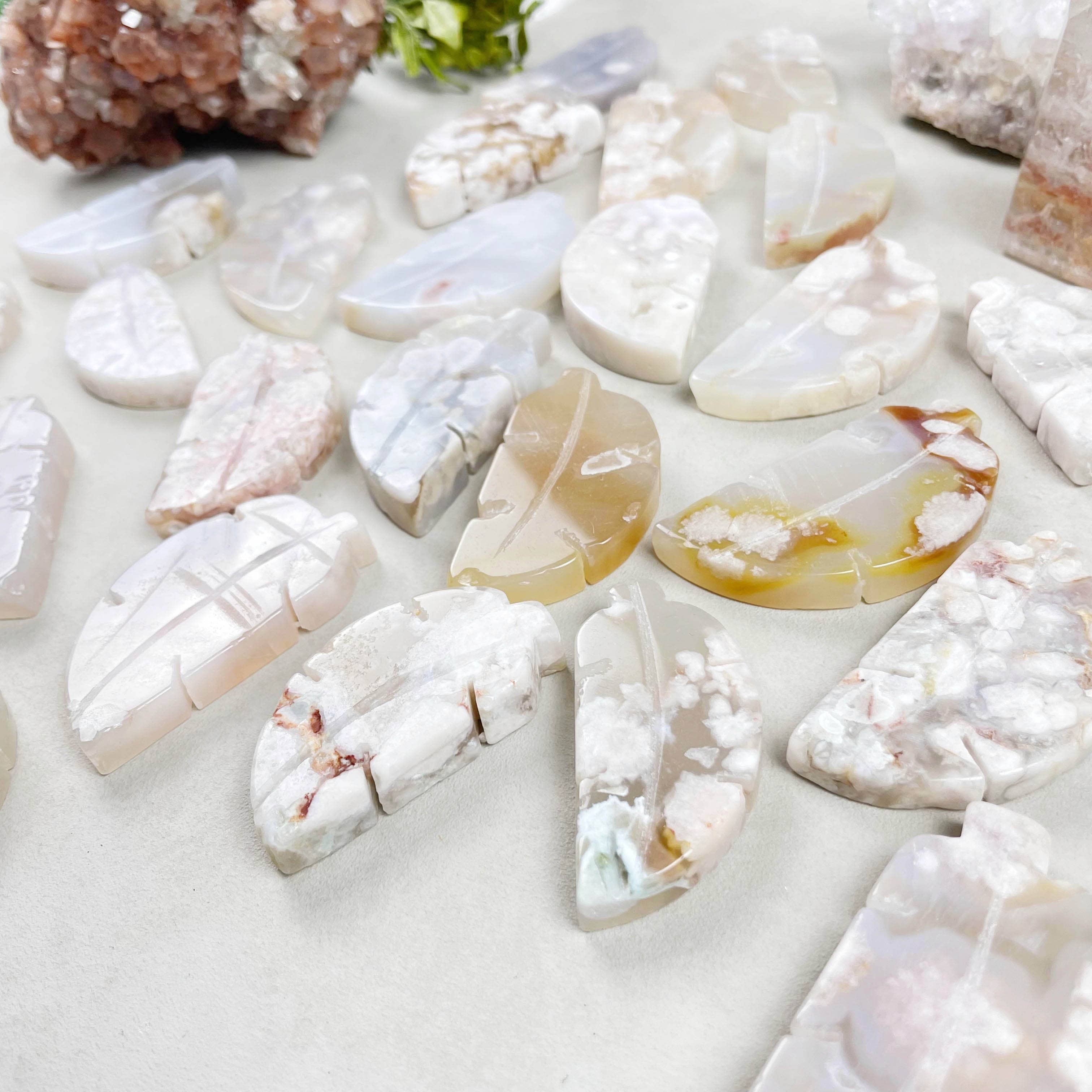 Ewelina Pas Jewelry - Wholesale Spiritual Stone/Crystal - Flower Agate Leaf Carving9