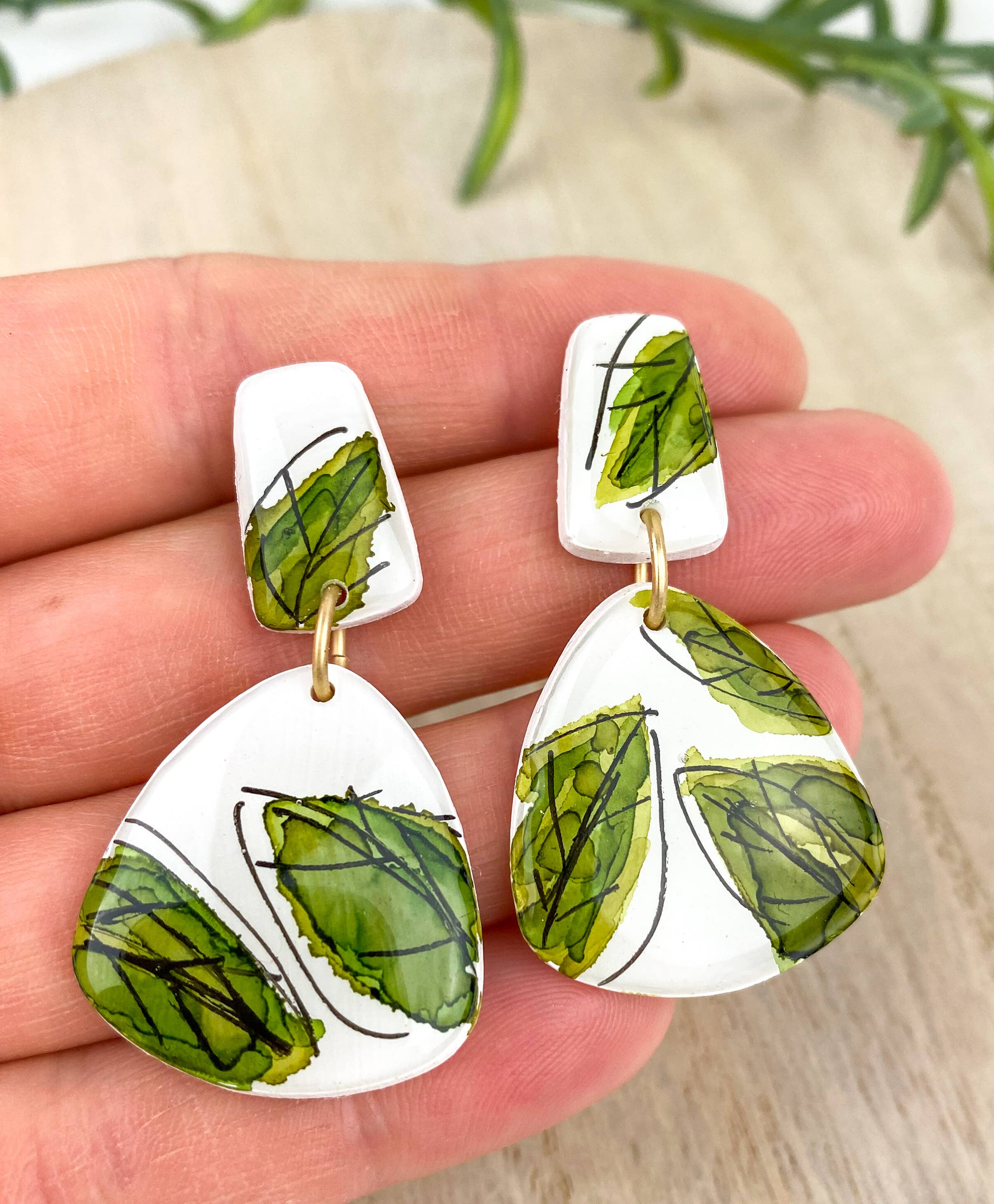 Light Shine - Wholesale Dangle Earrings - Hand Painted Sketchy Flower Clay Earring | Statement Drop4
