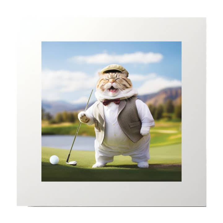 Cat Golf Photography Collage Konsttryck för wholesale av Artificial Ink