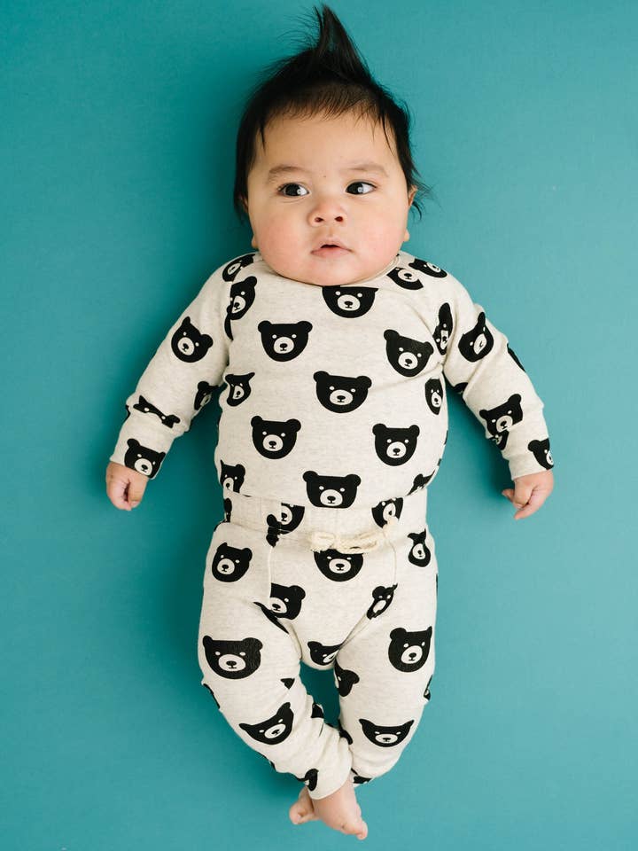 Little One Shop - Wholesale Lounge Set - Kids - Oatmeal Bear Lounge Set