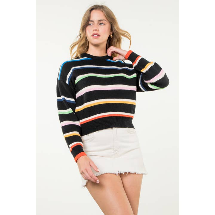 THML - Wholesale Knit Sweater - Women's - Striped Knit Sweater