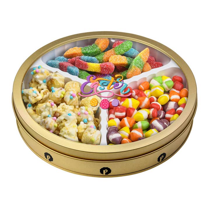 Popinsanity Popcorn & Confections - Wholesale Food Gift Basket - Easter Gift Tin 🎀 Festive Popcorn & Candy Holiday Treat