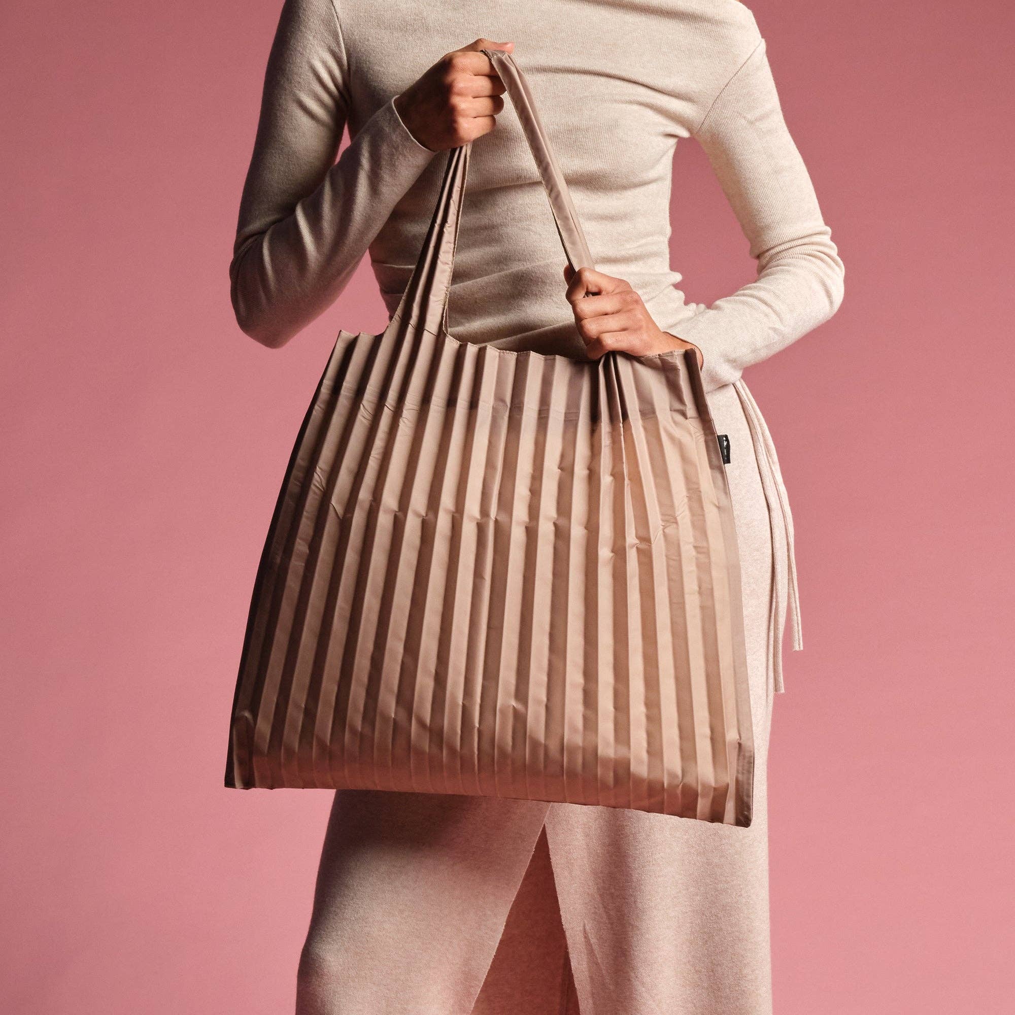 LOQI LLC - Wholesale Tote Bag - Unisex - PLEATED Mocha Recycled Bag1