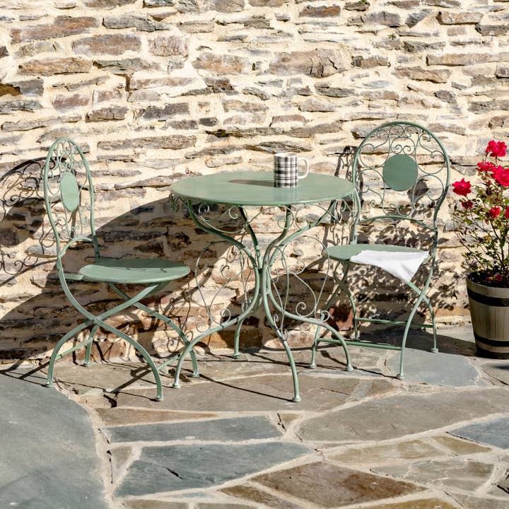 Zaer Ltd. International - Vente Salon de terrasse - Chaise et table rondes « Le Chardenoux 1908", 3 pièces, 3 couleurs14