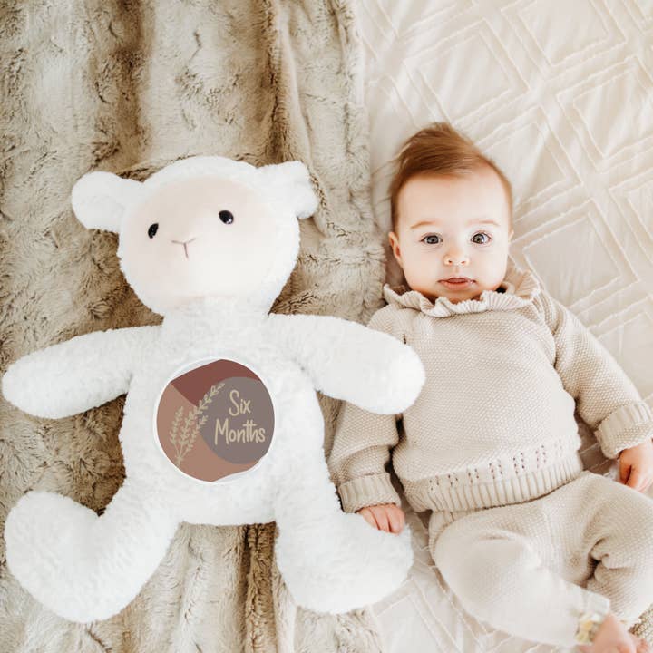 Grow With Me Baby Co - Wholesale Stuffed/Plush Toy - Kids & Baby - Monthly Milestone Tracker, Lamb Stuffed Animal 5