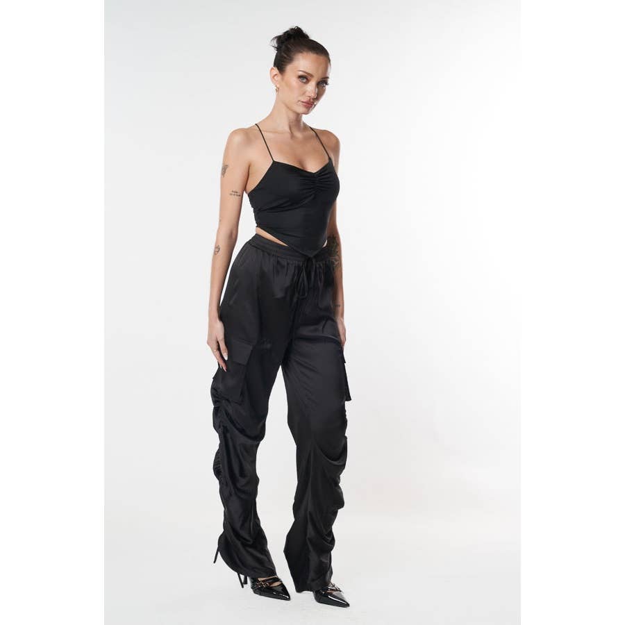 CEFIAN FASHION – wholesale Byxor - Dam – Smokeshow cargo-byxor i satin med hög midja0