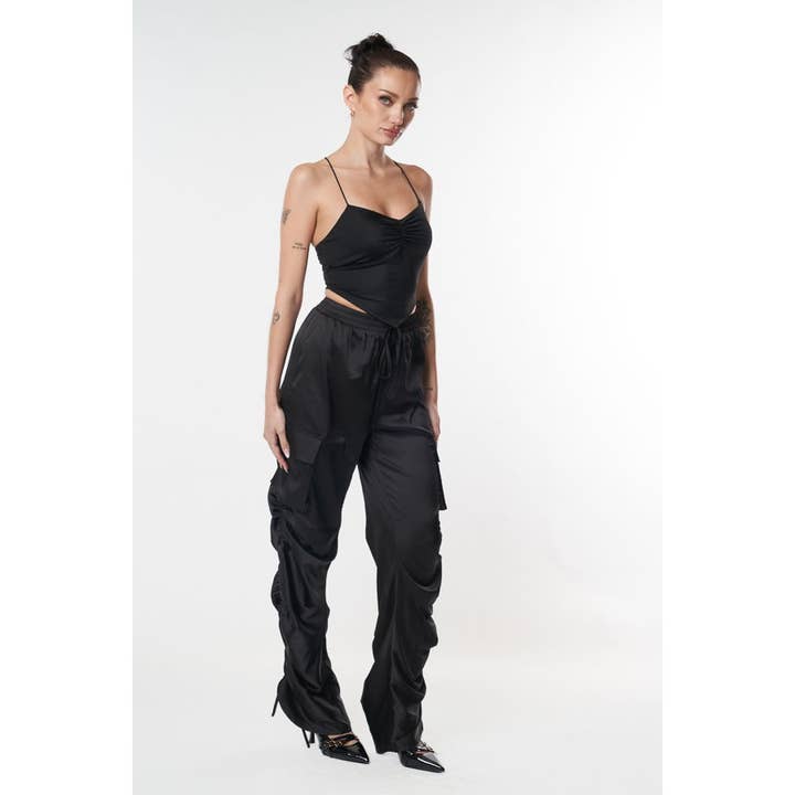 SMOKESHOW SATIN CARGO PANTS for wholesale by CEFIAN FASHION