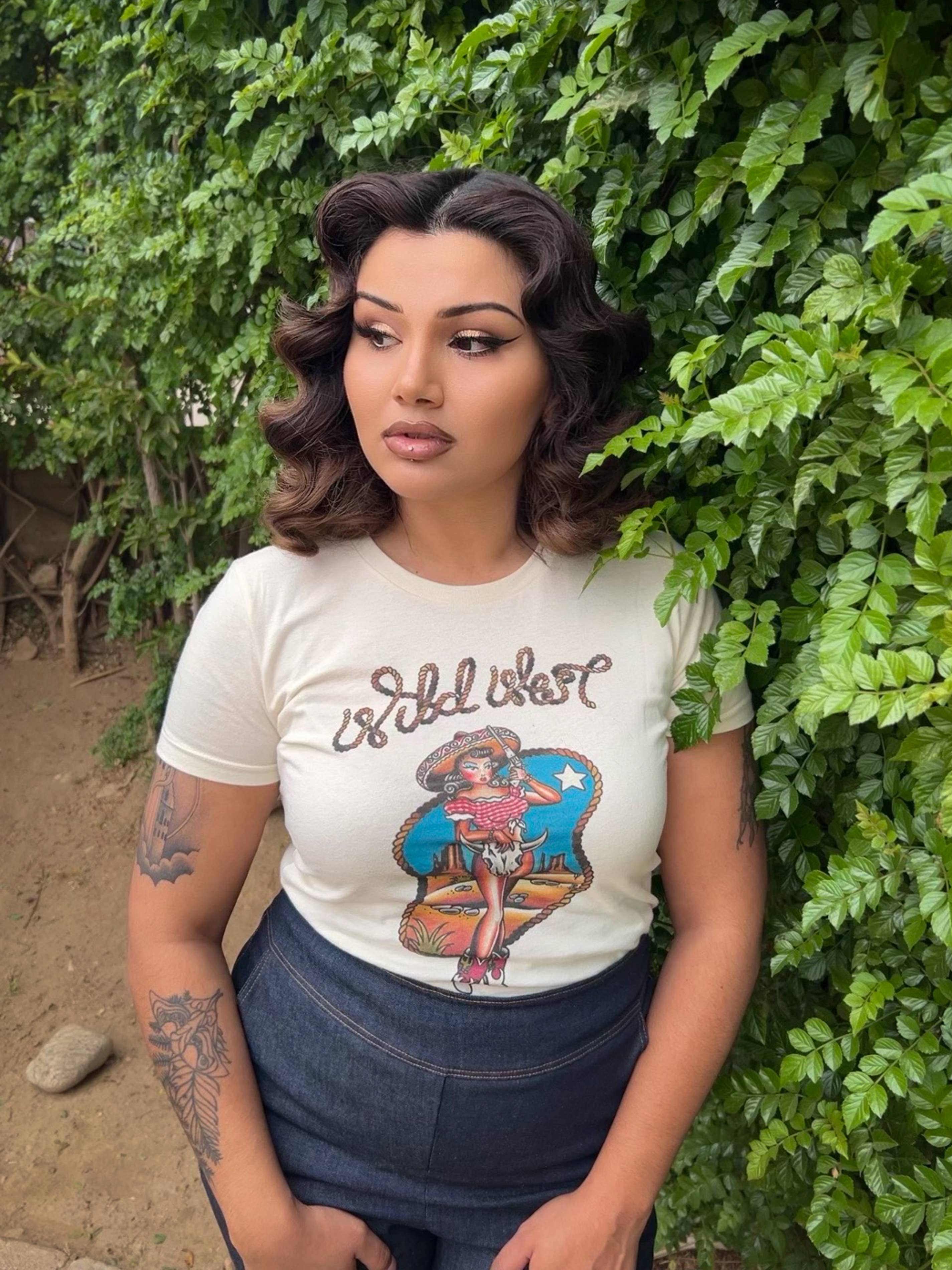 Mischief Made - Wholesale Screen Printed T-Shirt - Women's - Wild West Tee in Ivory3