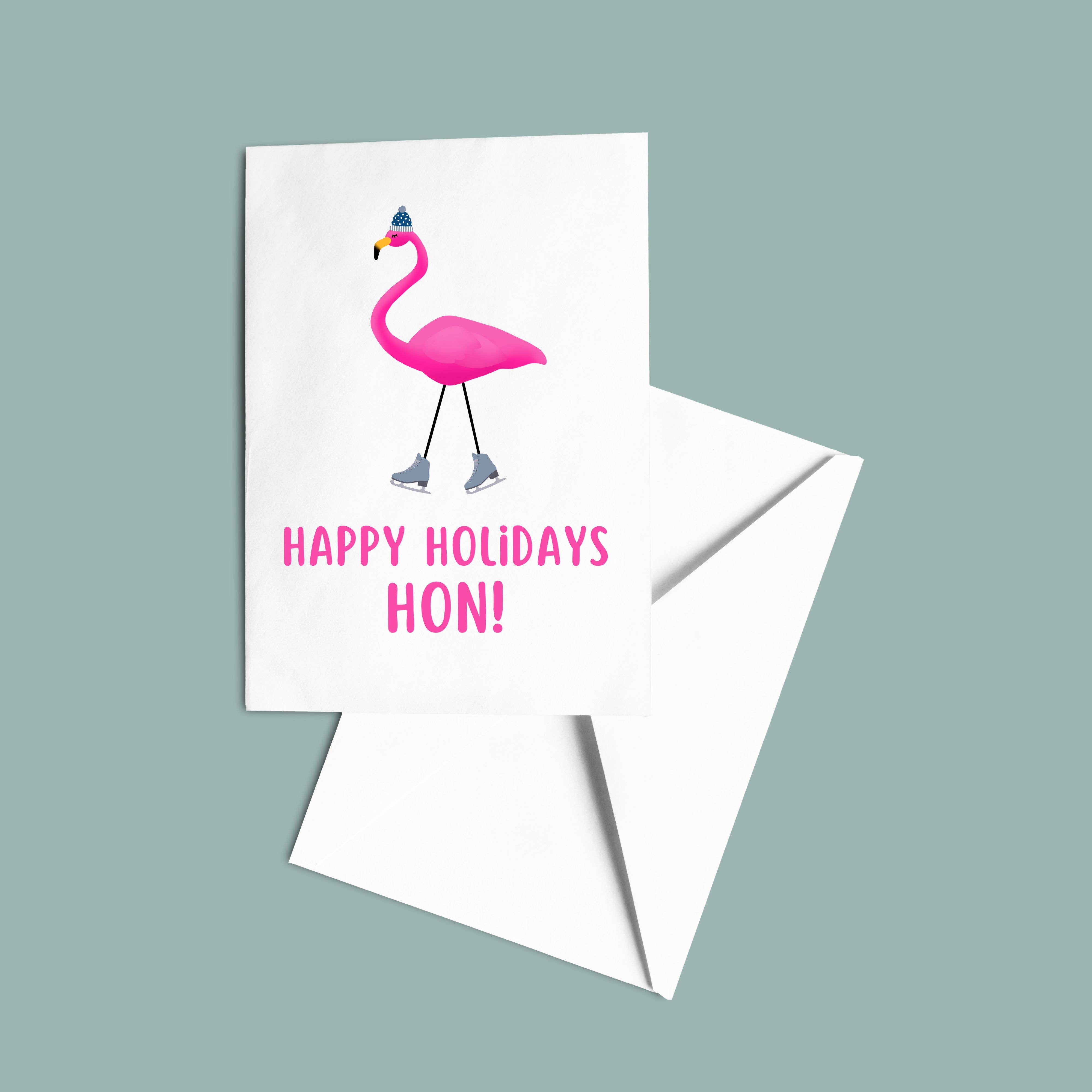 Chesapeake Charm Shop – wholesale Christmas card – Happy Holidays Hon Christmas Card (Feat. Lawn Flamingo)0