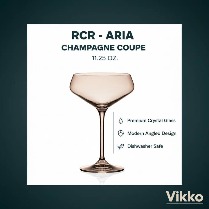 Kadra Kitchenware - Wholesale Cocktail/Liquor Glass - RCR - Aria, Champagne Coupe, 11.25oz3