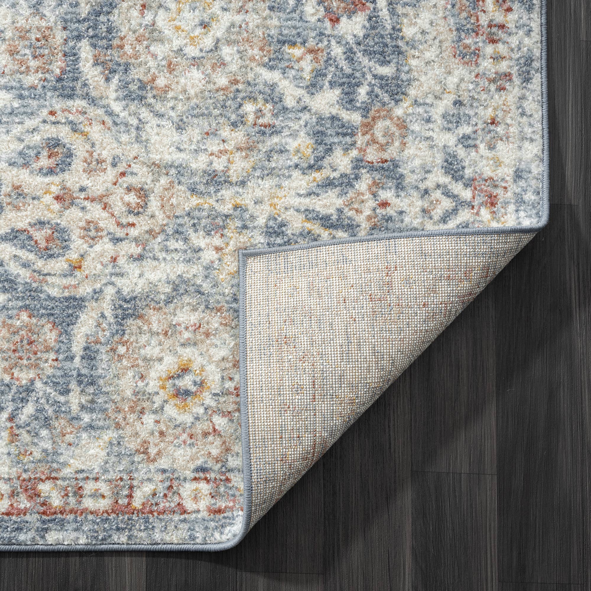 Abani Rugs - Vente Tapis - Tapis de zone floral vintage bleu et beige Abani Milas6