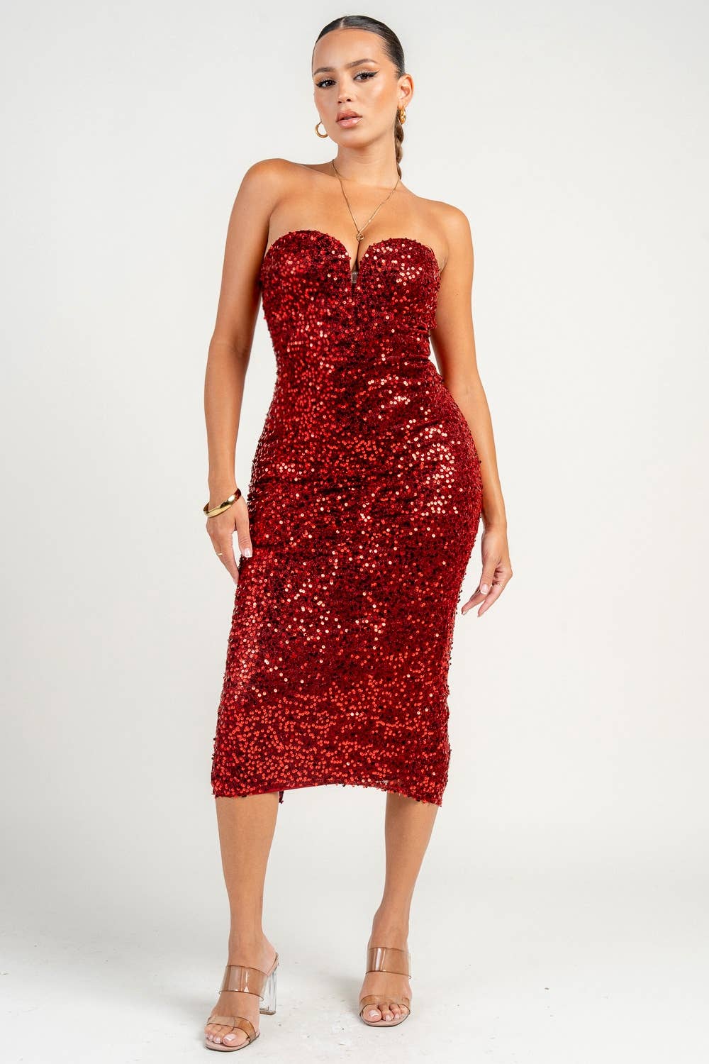 PRIVY – wholesale Dress – Women's – PD79327S / WIRE INSET TUBE MIDI DRESS8