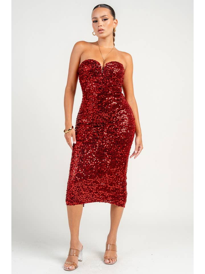 PRIVY - Wholesale Dress - Women's - PD79327S / WIRE INSET TUBE MIDI DRESS8