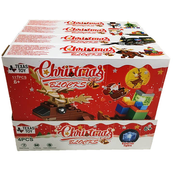 Ensemble d'affichage de kits plus grands de blocs de Noël, x4 kits pour la vente par Texas Toy Distribution