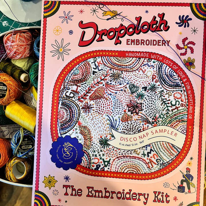Dropcloth Samplers - Wholesale Embroidery/Cross Stitch Supplies - Disco Nap Embroidery Kit