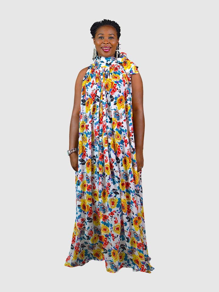 Robe longue avec nœud - Bleu pour la vente par Nora's Needle