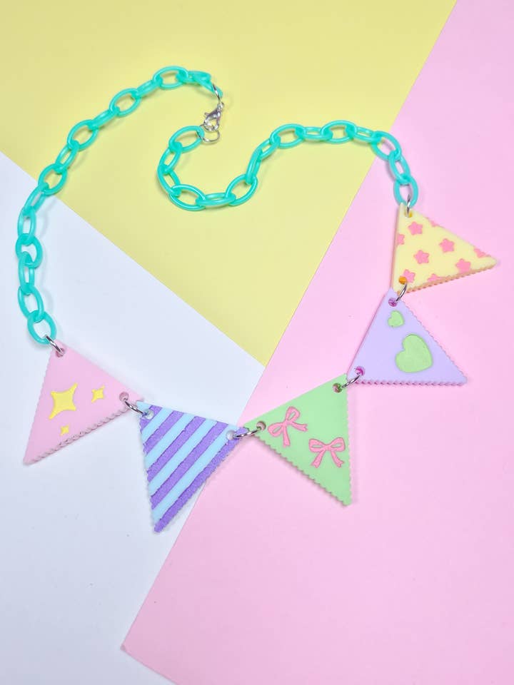 Collar con colgante de triángulos de colores pastel para venta al por mayor de Pop Pastel