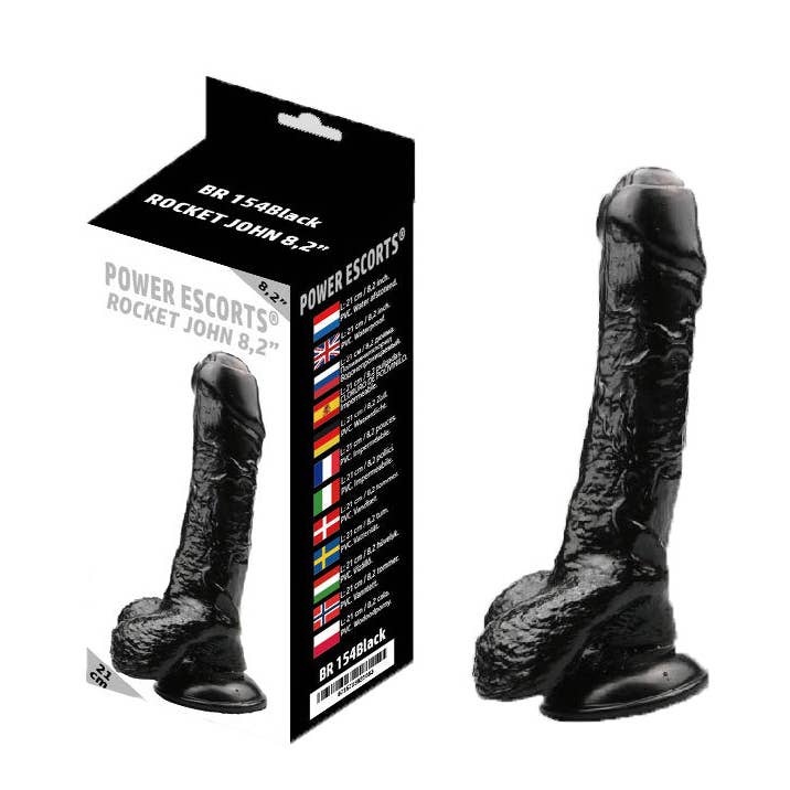 Power Escorts - BR154 Black - Rocket John 8.2'' Realistic Dildo - 8.2 Inch / 21 CM for wholesale by Kinky Pleasure
