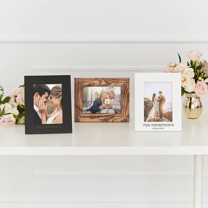 Personalized Wooden 5x7 Picture Frame - Classic Font for wholesale by Weddingstar Inc.