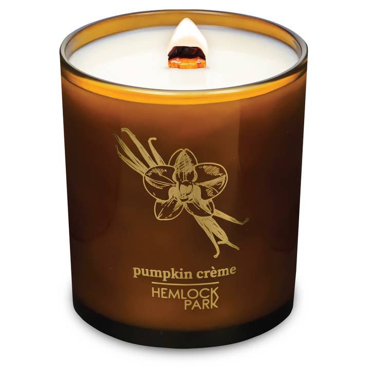 Pumpkin Crème | 14 oz Amber & Gold Candle for wholesale by Hemlock Park