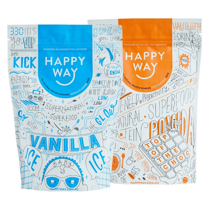 Vanilla Whey Protein & Choc Whey Protein 500g Bundle for wholesale by Happy Way