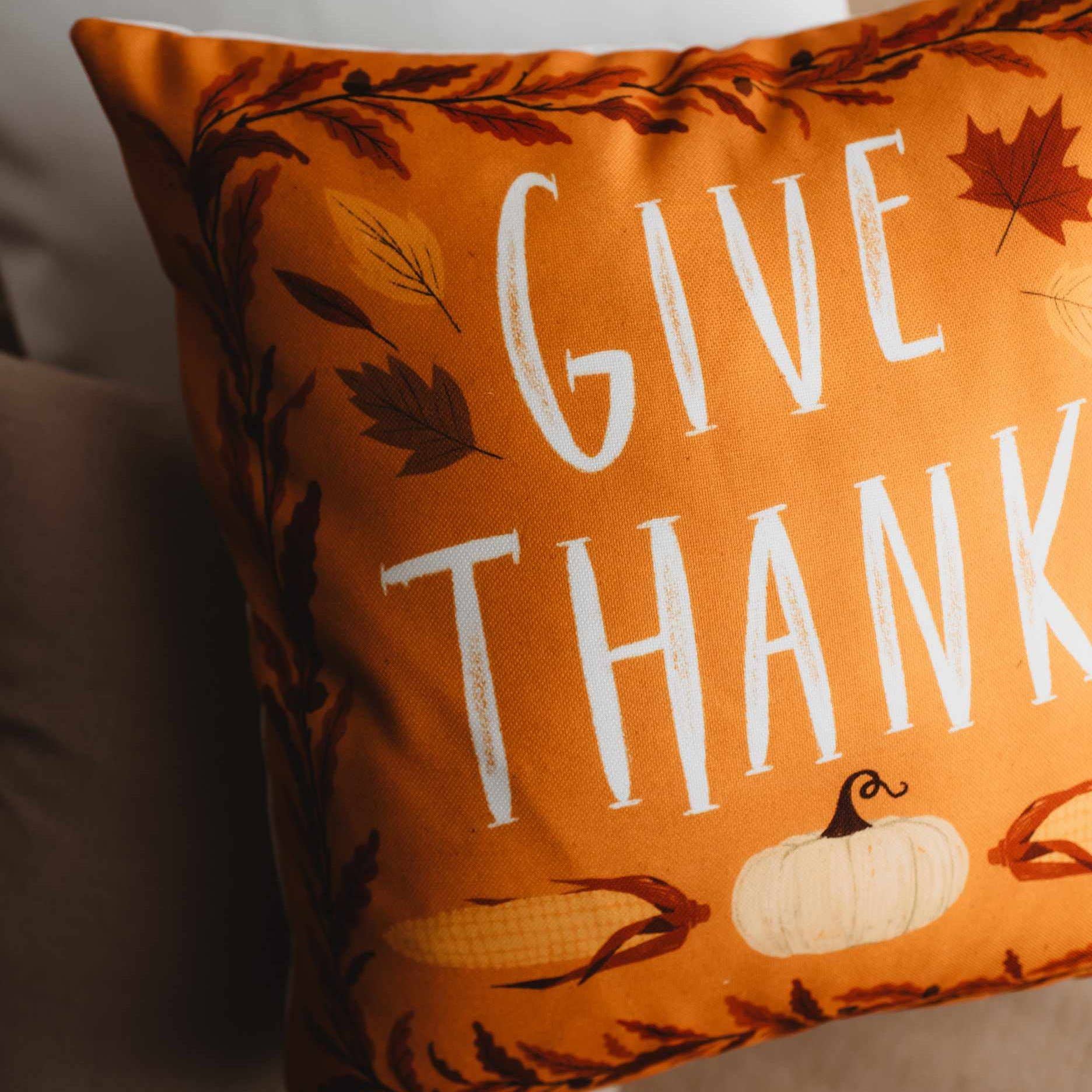 UniikPillows - Vente Housse de coussin - Housse d'oreiller Primitive Give Thanks | Décoration de Thanksgiving | Oreillers de ferme | Décoration de campagne | Coussins d'automne | Coussin mignon | Cadeau9