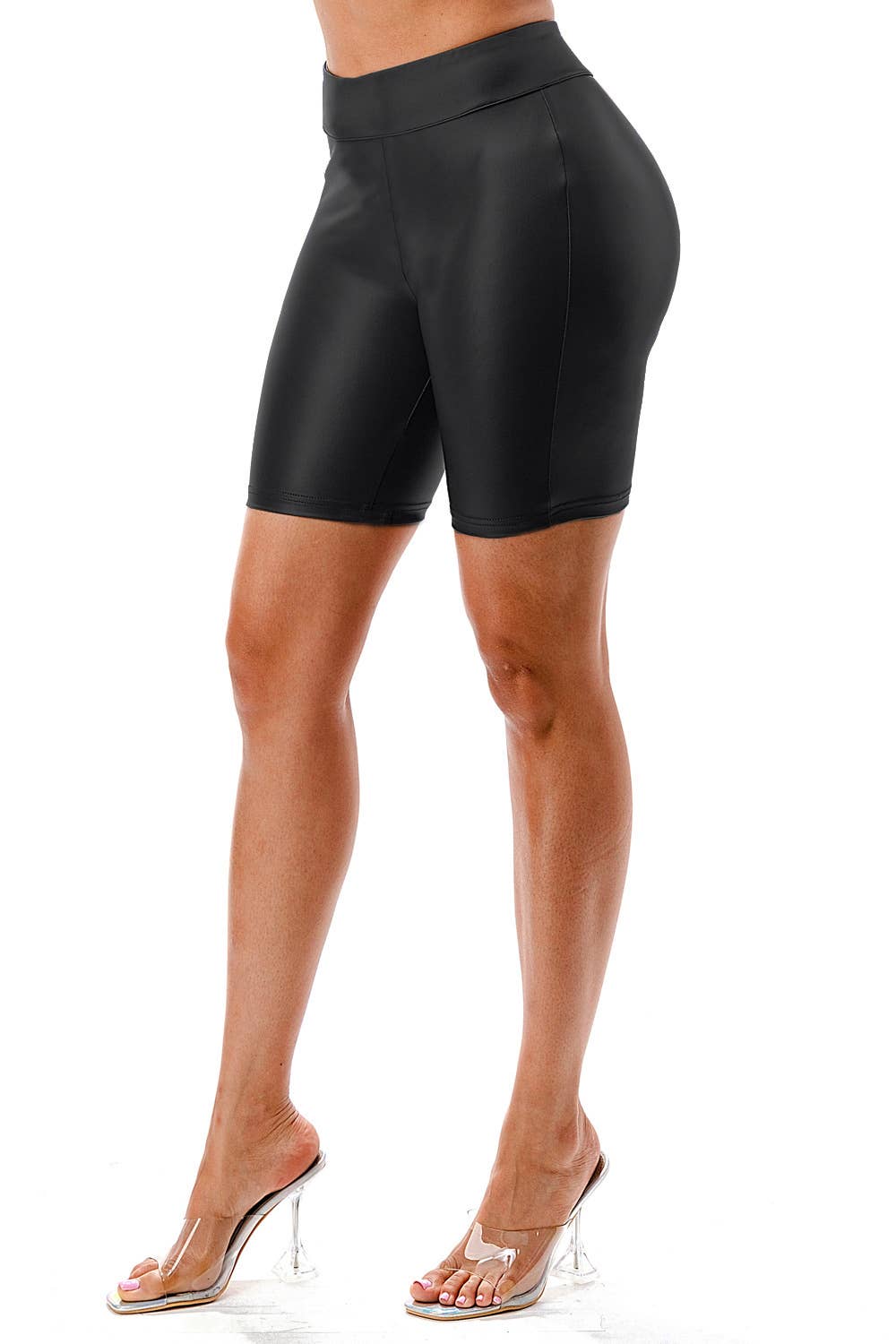 Color 5 - Wholesale Athletic Shorts - Women's - Faux leather high waist PU biker shorts leggings3