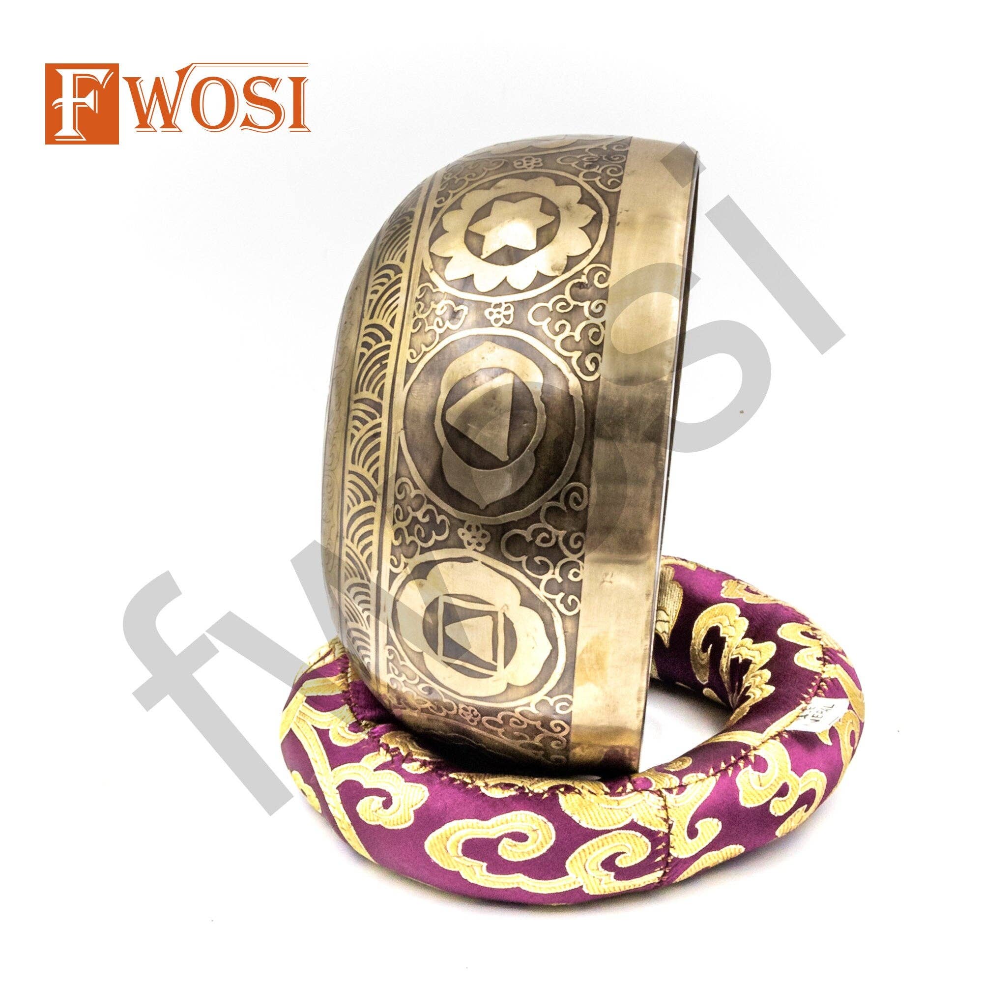 Fwosi – Engroshandel Meditationsudstyr – Mindfulness Chakra Syngeskål Yoga Udskæring Helbredende Bøn Syngeskål | Mandala Fred Selvpleje Sæt3