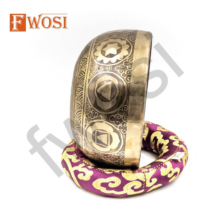 Fwosi – Engroshandel Meditationsudstyr – Mindfulness Chakra Syngeskål Yoga Udskæring Helbredende Bøn Syngeskål | Mandala Fred Selvpleje Sæt3