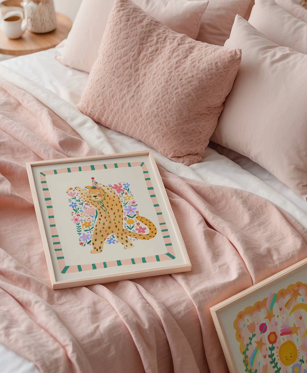 Kate Fox Design - Wholesale Art Print - Luna Leopard, Kids Art Print, Colourful Art, Fun Art, Animal1