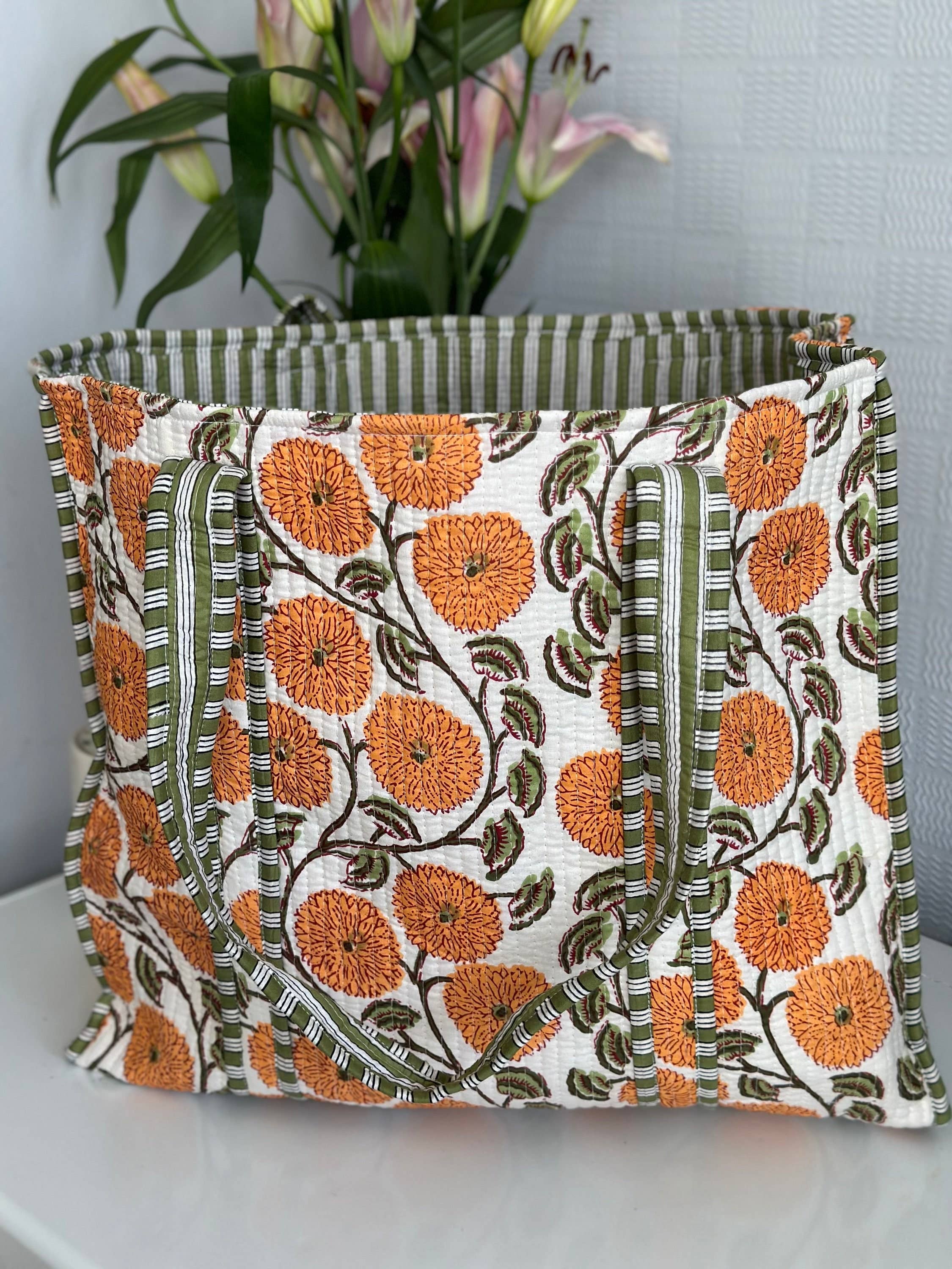 Funky Yak Ltd – wholesale Bärkasse - Dam – Vändbar boho-shoppingväska med kviltat Kantha 100 % bomull, extra stor2