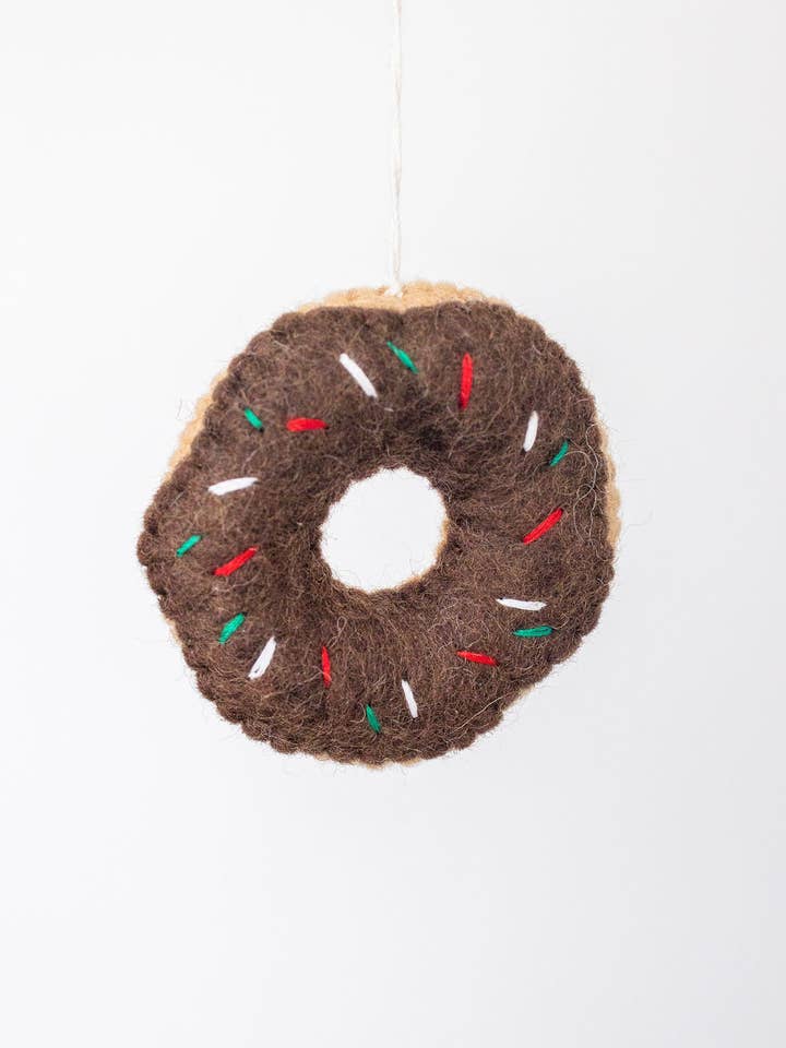 Christmas Chocolate Donut Felt Ornament for wholesale by Nivas