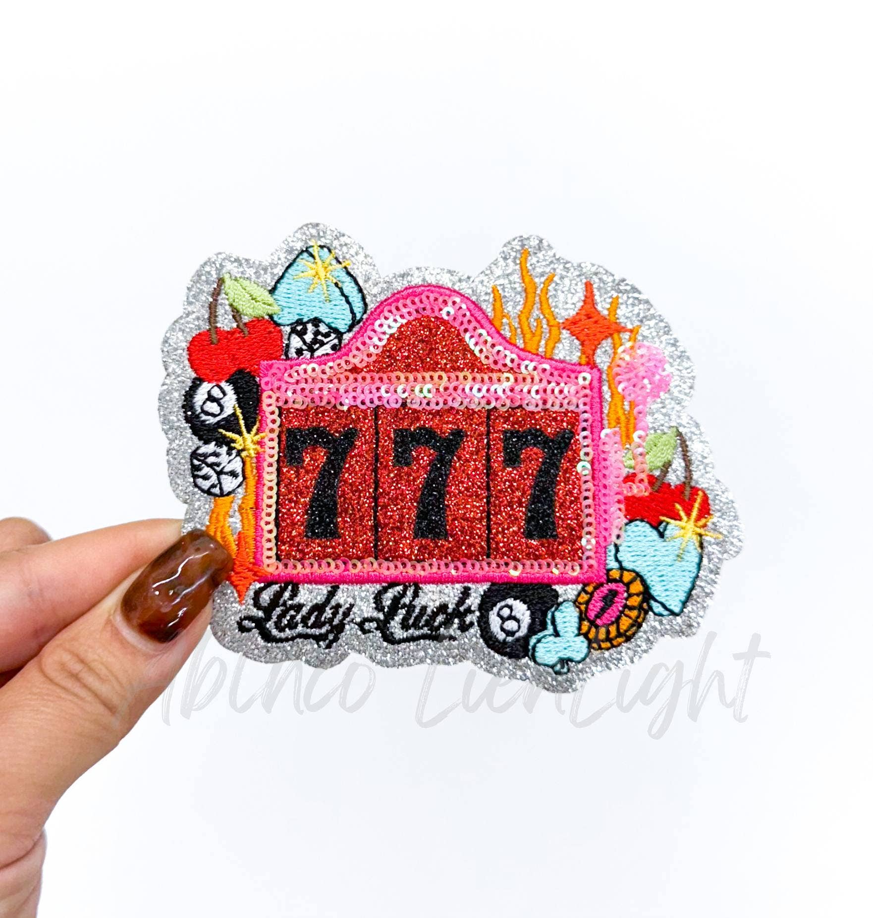 ABLNco - Wholesale Patch - 777 Lady Luck Slot Machine Retro Western Sequin Patch0