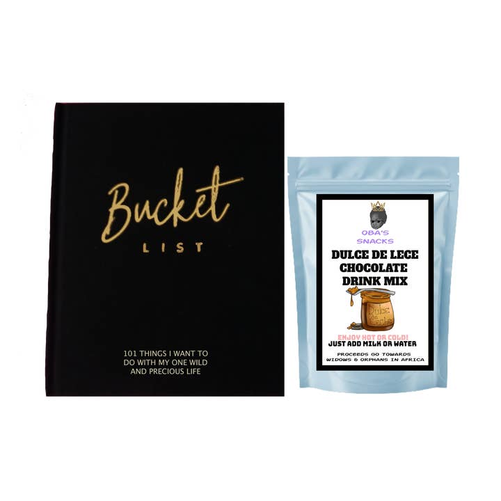 Kit de autocuidado Sip & Read: Diario de lista de deseos y mezcla de chocodrink para venta al por mayor de Oba's Snacks