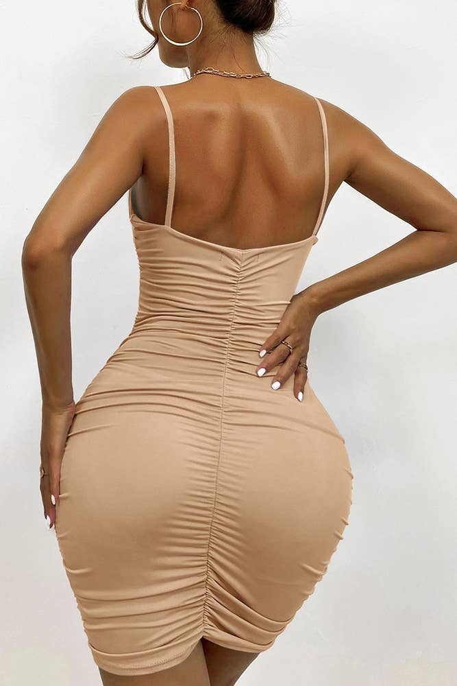 UNISHE - Wholesale Dress - Women's - Summer Solid Color Wrapped Spaghetti Bodycon Dress ZK11046