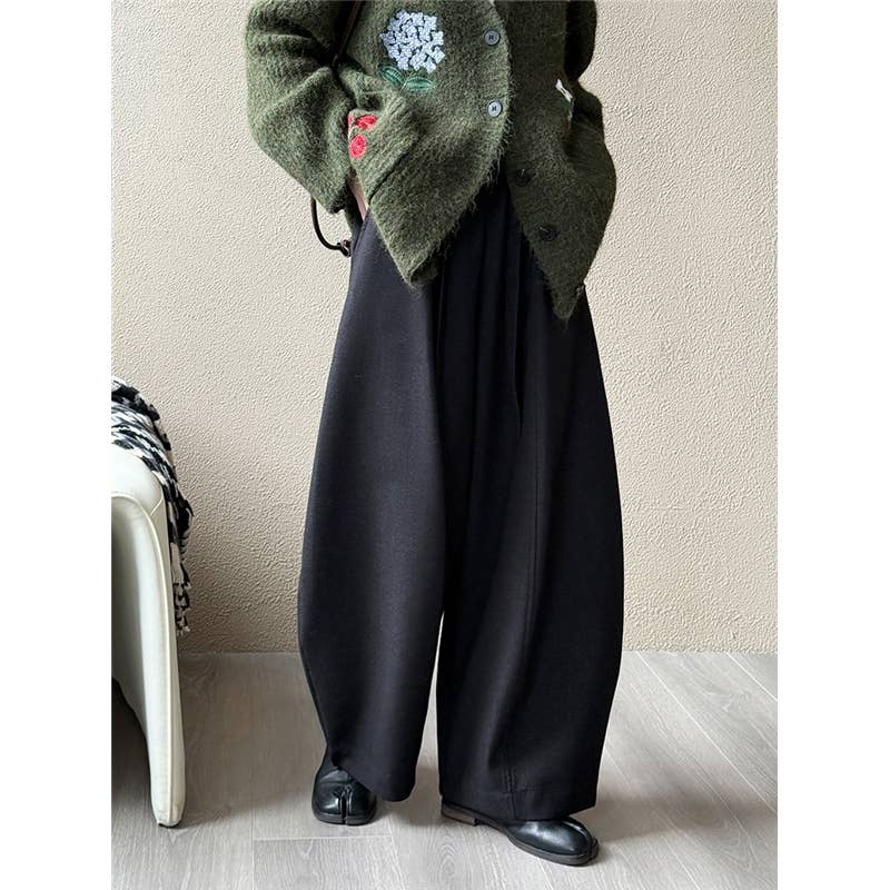 UZ Wholesale Store – wholesale Byxor - Dam – Högmidjade vida byxor i enfärgat5