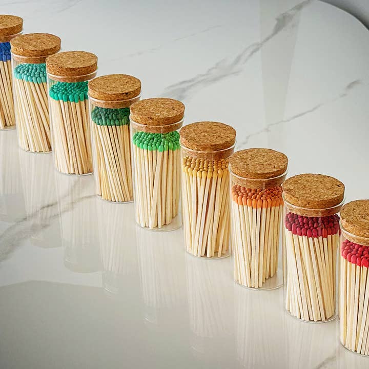 Thankful Greetings - Wholesale Matches - 4" Matches in Large Chic Cork Top Jar - Color(s) of Choice