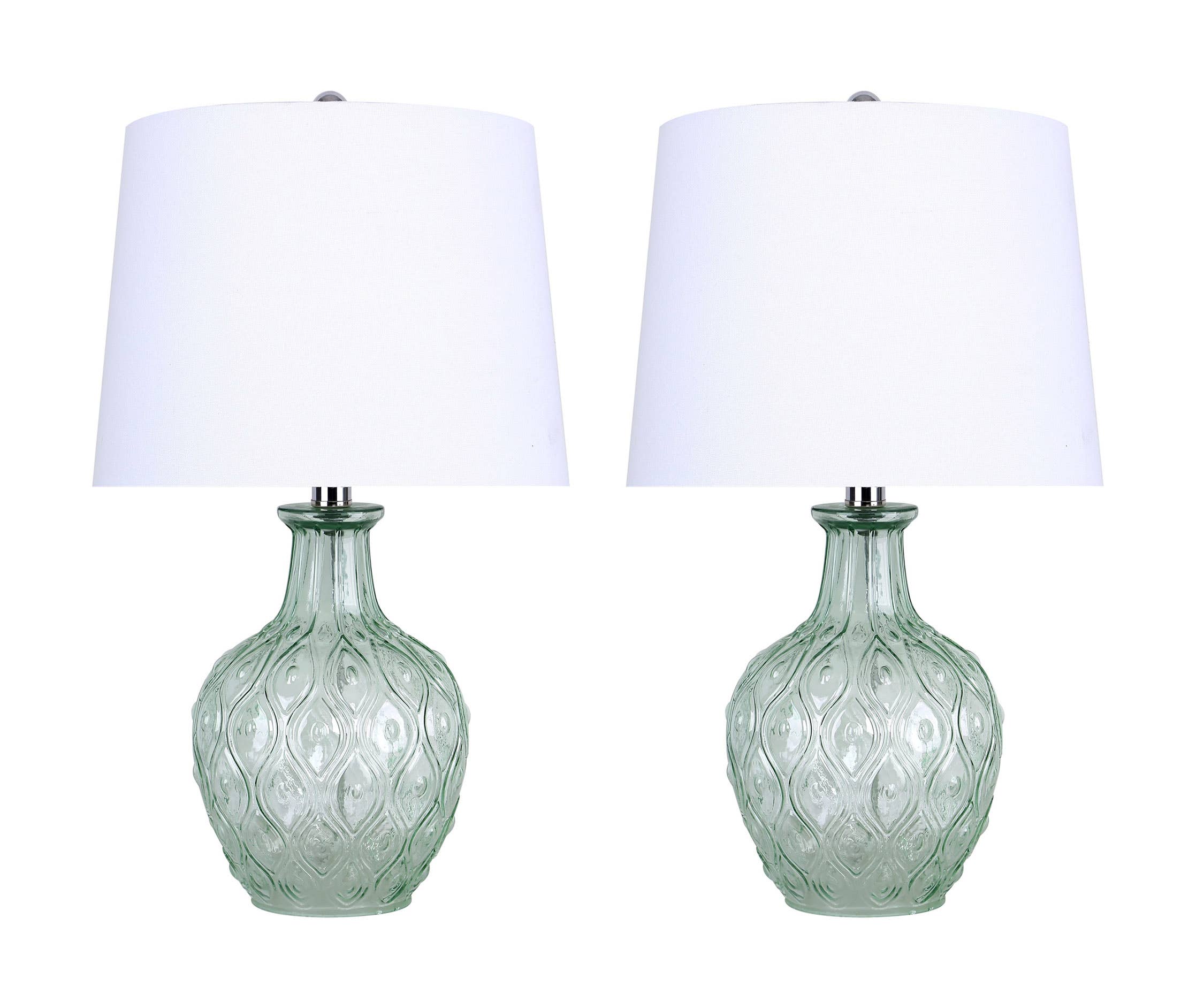 LumiSource and Grandview Gallery - Wholesale Accent/Desk Lamp - 20.5" Glass Table Lamp w/ Patterned Base & Linen Shade (2PK)8