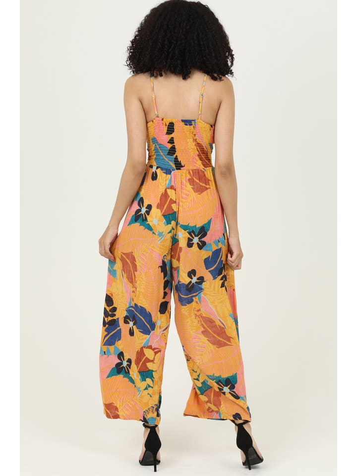 ANGIE - Wholesale Jumpsuit - Women's - B5A42-A861 V NECK TWIST FRONT CUT OUT WIDE LEG JUMPSUIT