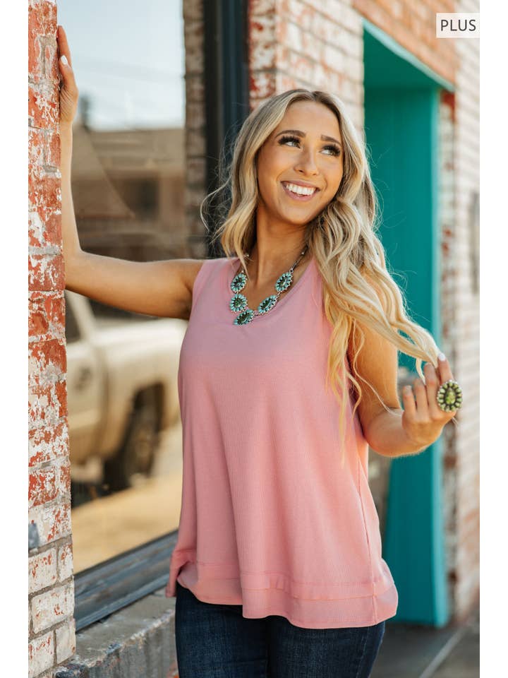 Andrée by Unit - Wholesale Tank Top - Women's - PLUS SIZE Ribbed Tank Top w/ Raw Edge Detail