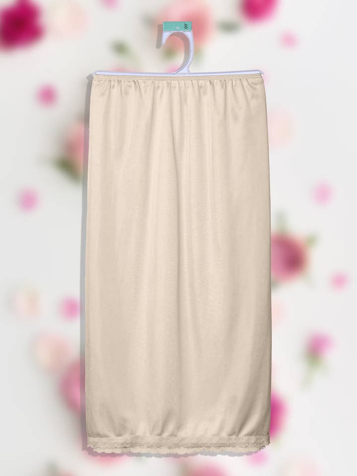 Isadora, Tipi toe, & James Fiallo - Wholesale Slip – Women's - Isadora Women Satin Half Slip Culotte Floral Lace Underskirt2